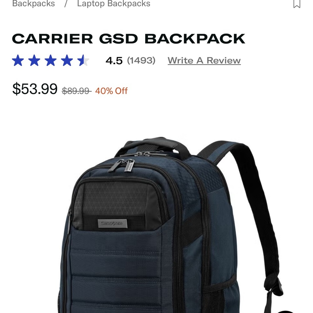 Samsonite Blue/Black Backpack with USB Port